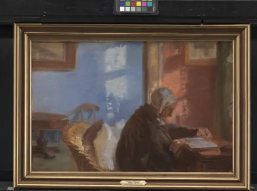 The Artist's Mother Ane Hedvig Brøndum in the Red Room, by Unknown
