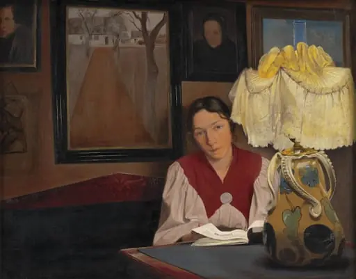 The Artist's Wife by Lamplight, by Unknown