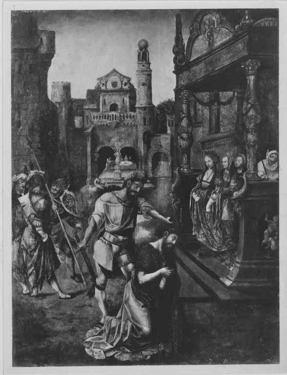 The beheading of John the Baptist, by Unknown, oil, 1515