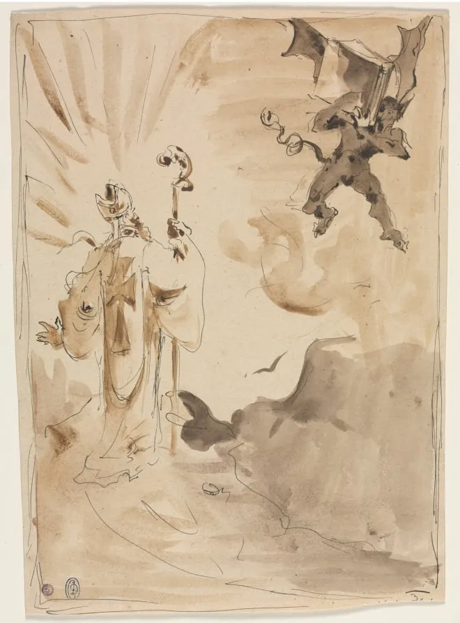 The Bishop and the Demon (recto), by Unknown, 1904