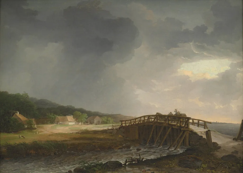The Bridge across Tryggevælde River with a View of Køge, Zealand, by Unknown, 1850