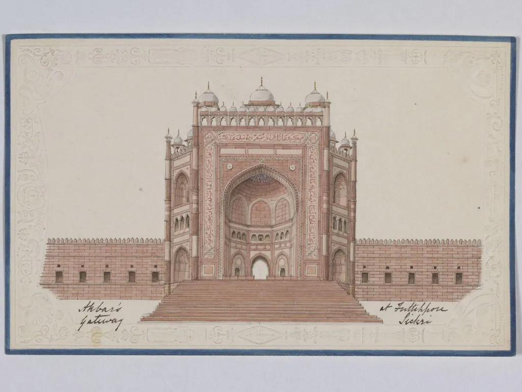 The Buland Darwaza of the Jami Masjid, Fatehpur Sikri, by Unknown, paint, 1820