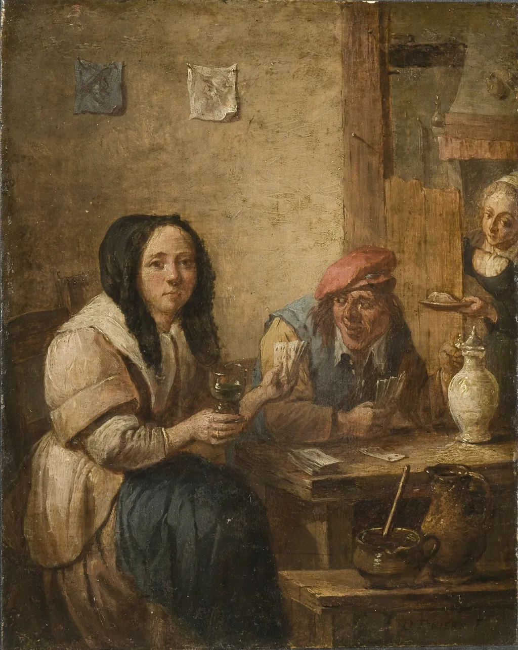 The Card Game, by Unknown, oil, 1657