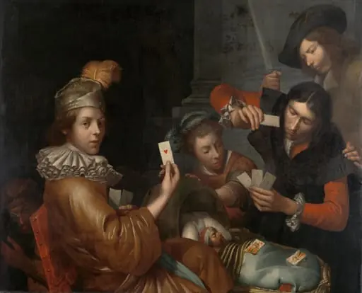 The Card Game on the Cradle: Allegory, by Unknown