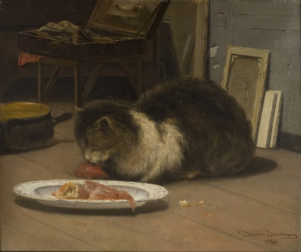 The Cat in the Studio, by Unknown, 1860