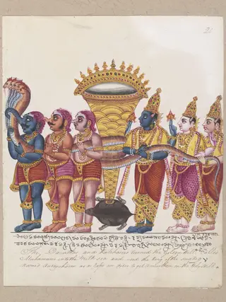 The Churning of the Ocean of Milk., by Unknown, 1820