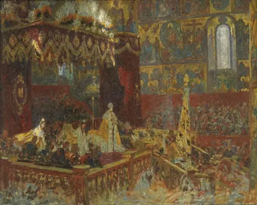 The Coronation Ceremony of Tsar Nicolai II in Moscow. Sketch, by Unknown