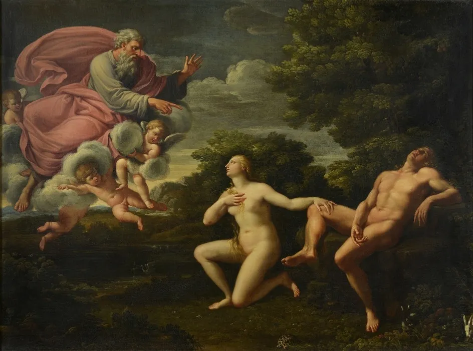 The Creation of Eve, by Unknown, oil, 1710