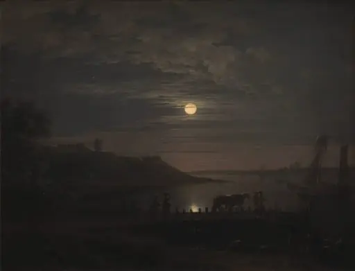 The Crossing over the Little Belt at Snoghøj. Moonrise, by Unknown