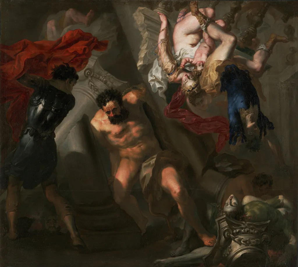 The Death of Samson, by Unknown, oil, 1650