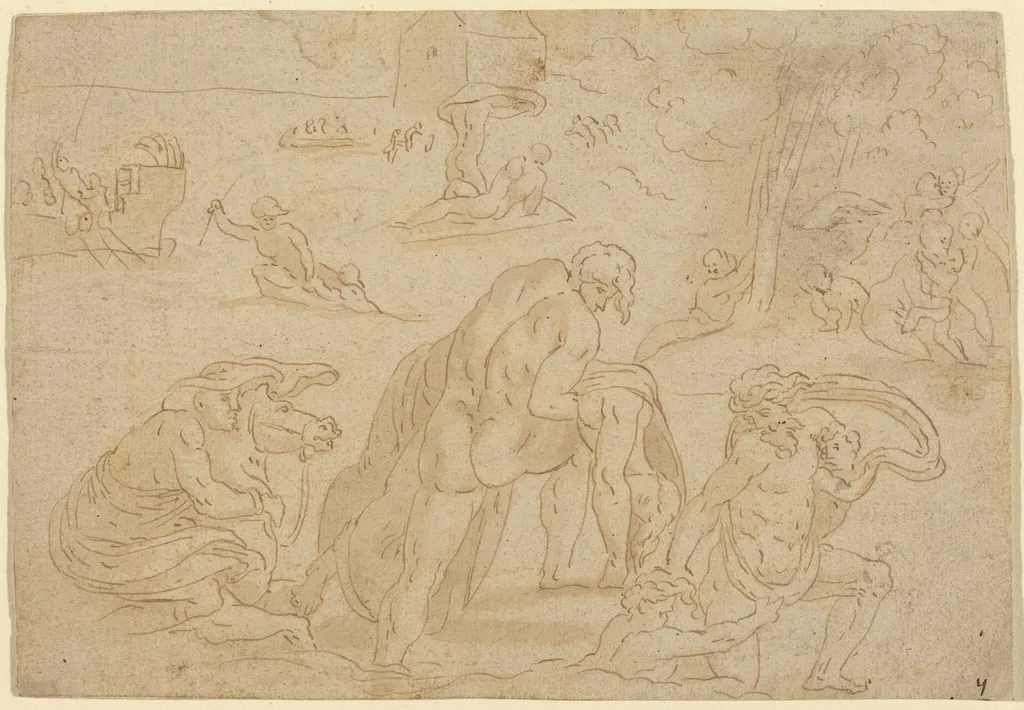 The Deluge, from the Loggia of the Vatican, by Unknown, ink, 1502