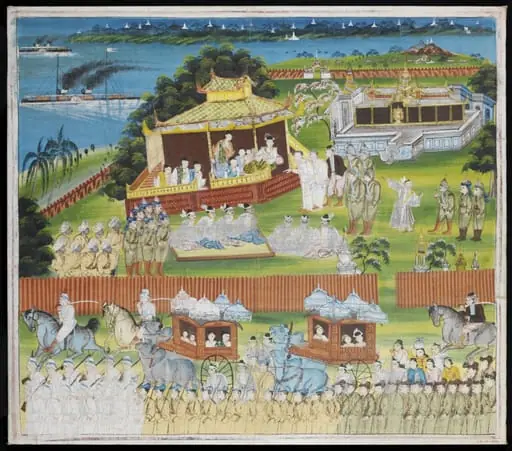 The departure of King Thibaw from Mandalay, by Unknown