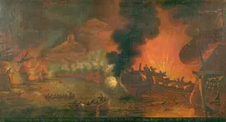 The Destruction of Spanish Battery Ships before Gibraltar, by Unknown, 1800