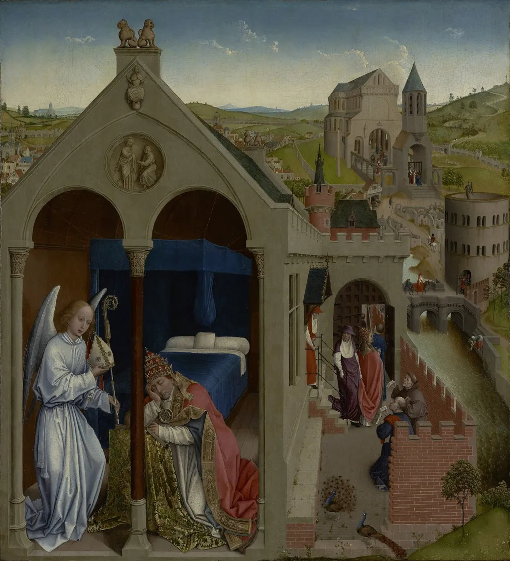 The Dream of Pope Sergius, by Unknown, oil, 1430