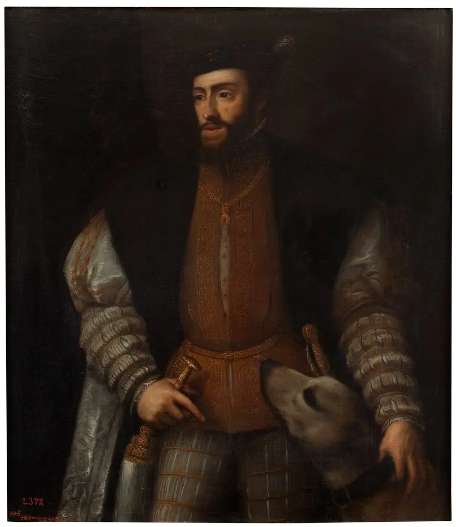 The Emperor Charles V with a Dog, by Unknown