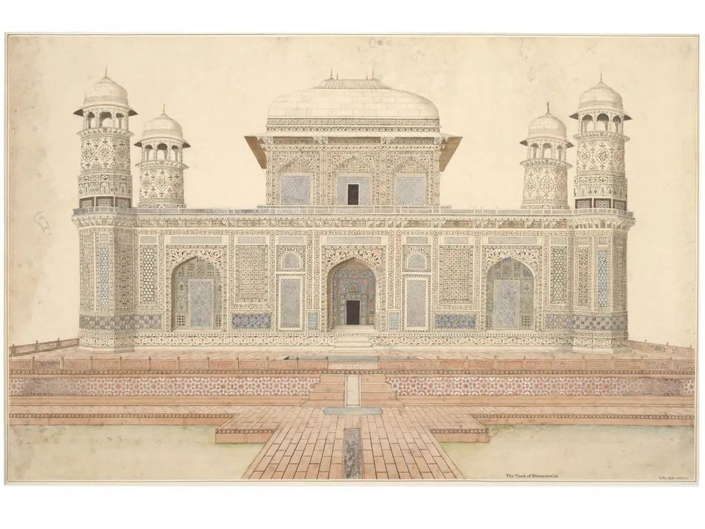 The facade of the tomb of I'timad ad-daula and his wife Asmat Begum, Agra., by Unknown, 1819