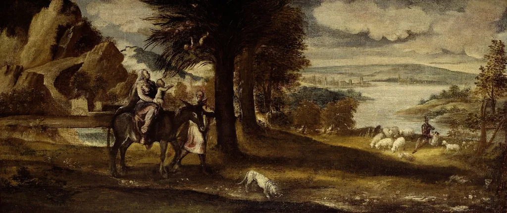 The Flight into Egypt, by Unknown, oil, 1545