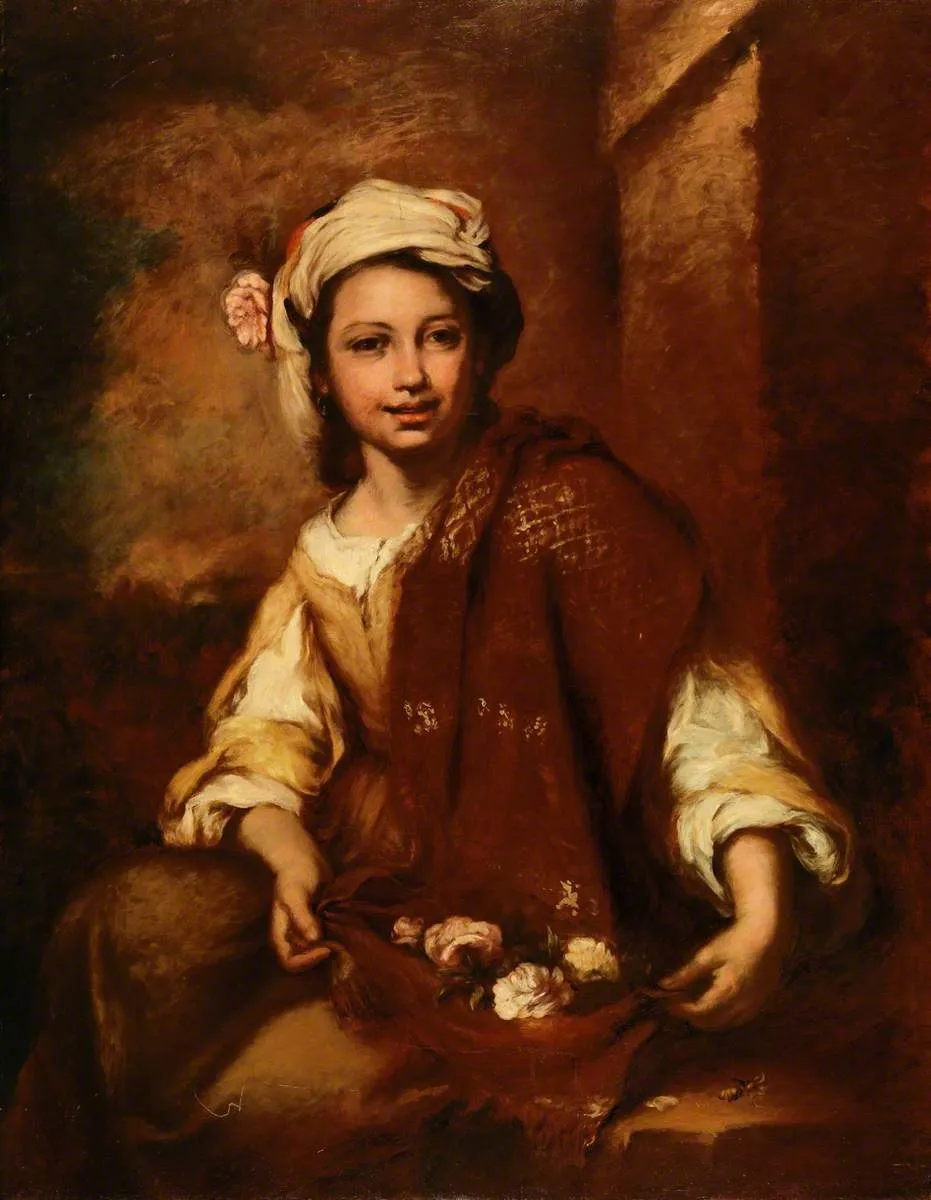 The Flower Girl, by Unknown, oil, 1850