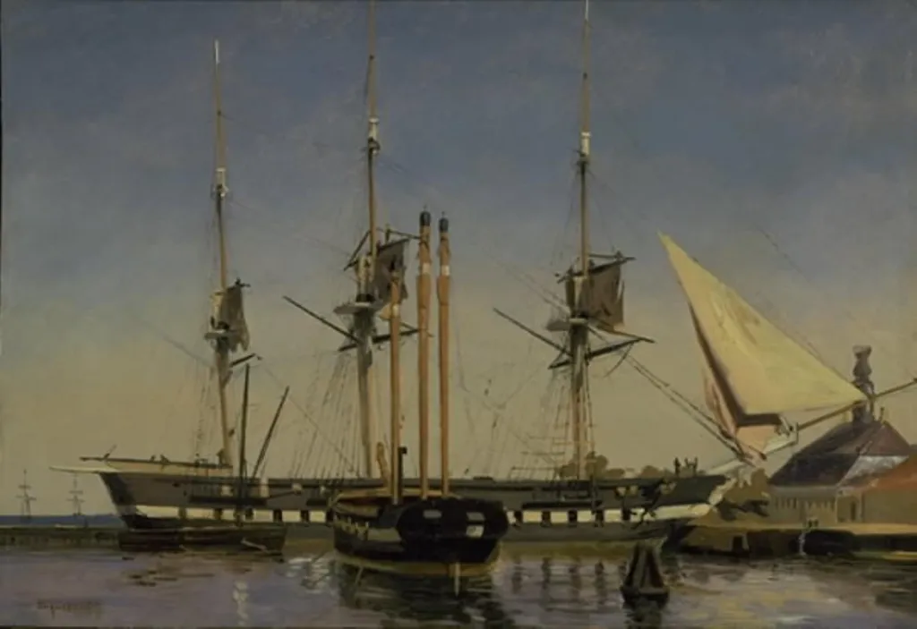 The Fregate "Niels Juel" near the Main Guard on Nyholm, by Unknown, 1857