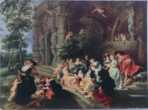 The Garden of Love, by Unknown, oil, 1700