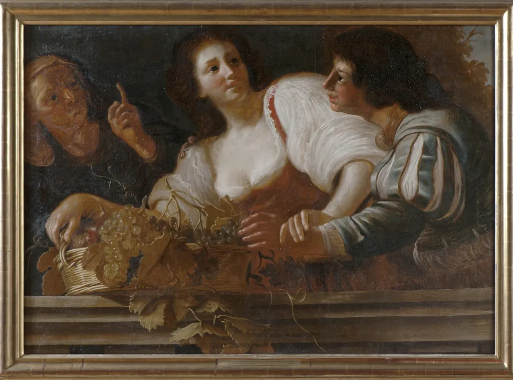 The Girl with Grapes, by Unknown, oil