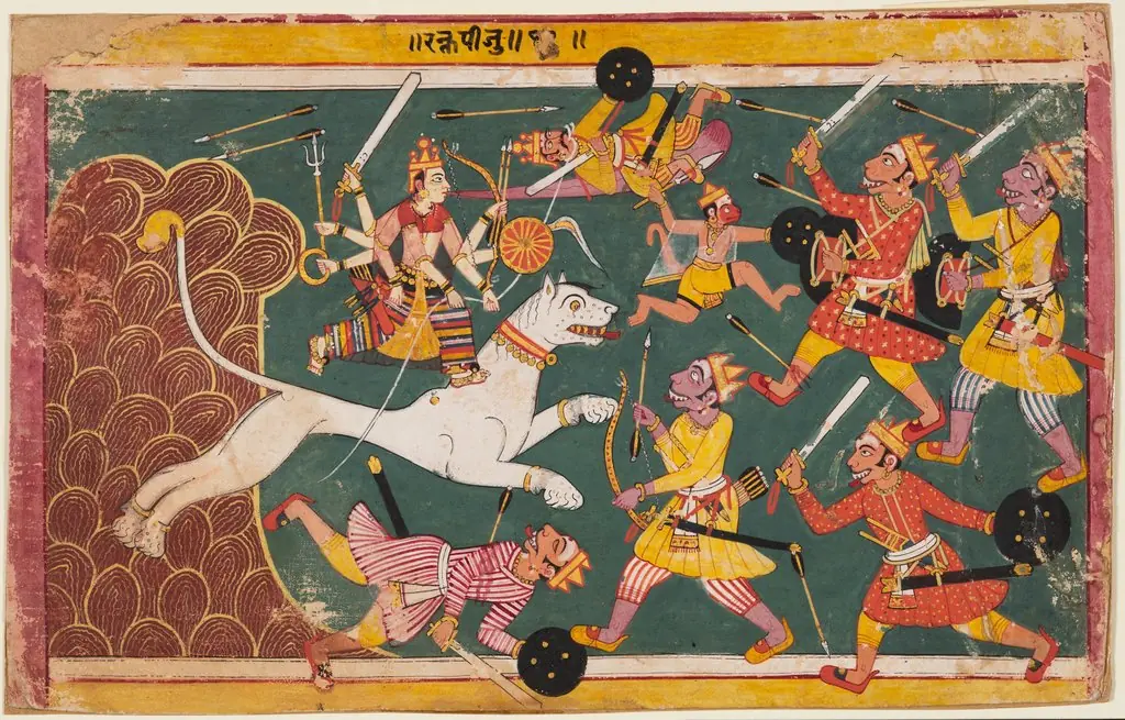 The Goddess Annihilates the Demon Raktabija, from a Devi-Mahatmya, by Unknown