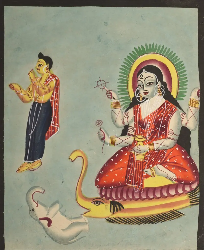 The Goddess Ganga, from a Kalighat album, by Unknown