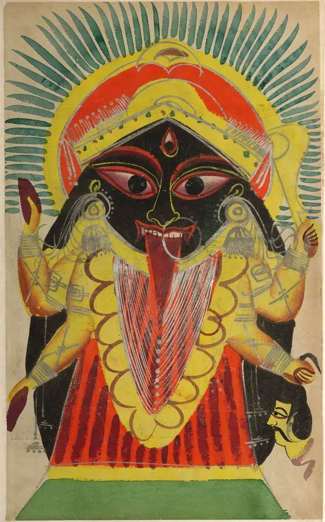 The Goddess Kali (recto), from a Kalighat album, by Unknown