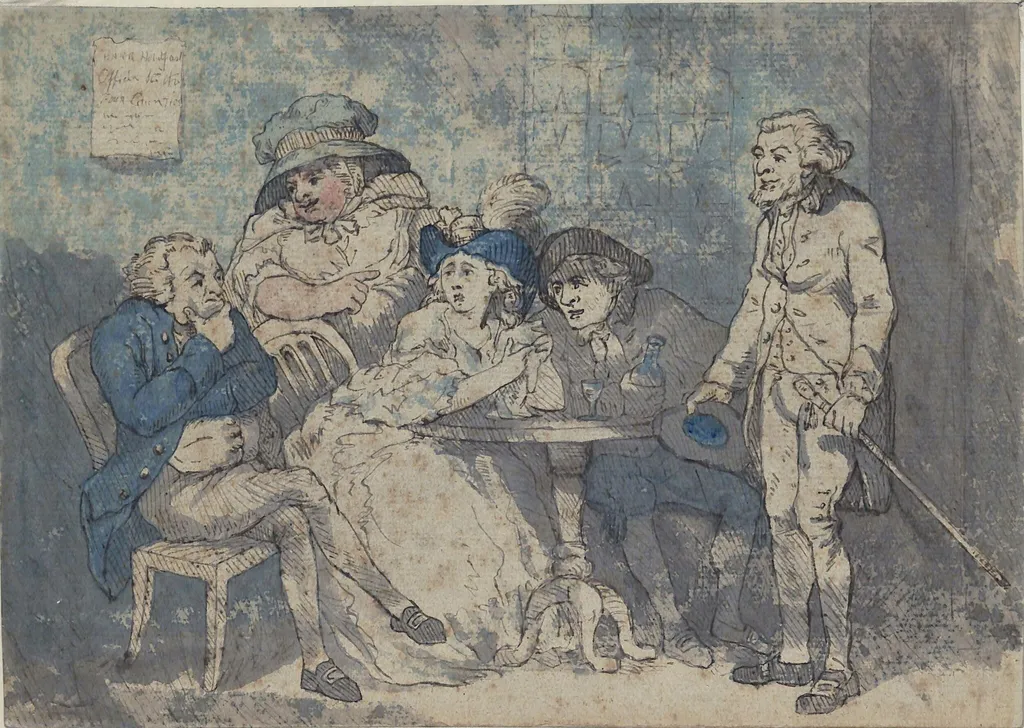 The Guilty Couple, by Unknown, watercolor, 1800