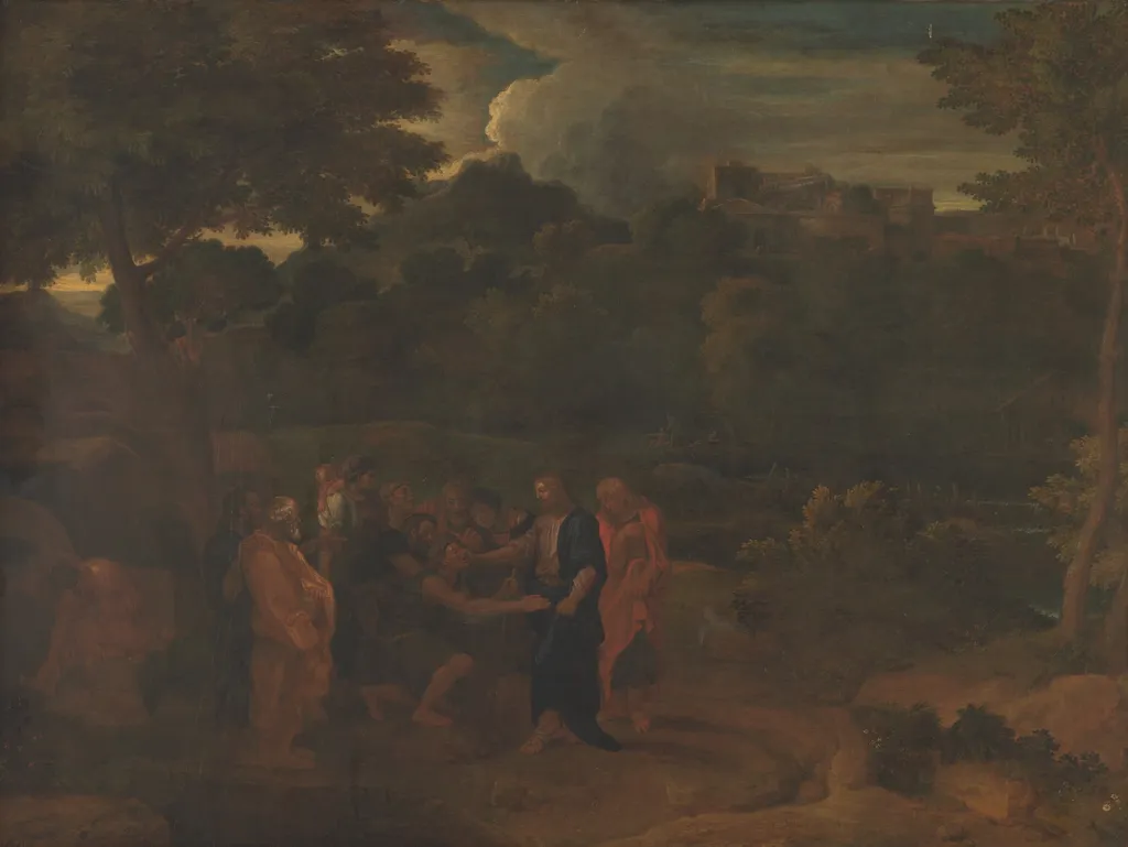 The Healing of the Two Blind Men at Jericho, by Unknown, oil