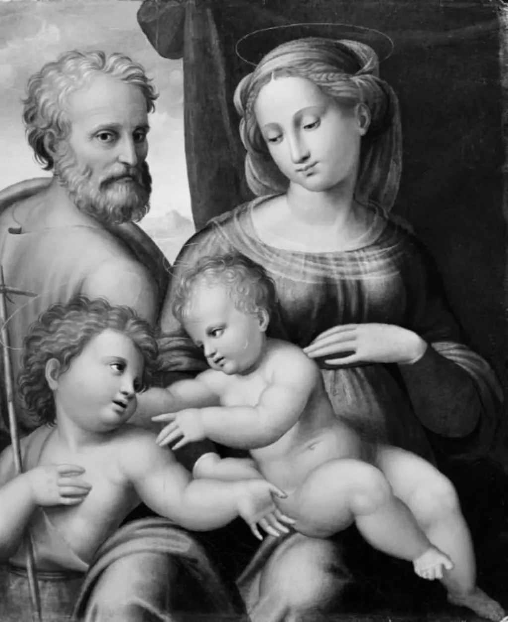 The Holy Family and St John, by Unknown, 1550