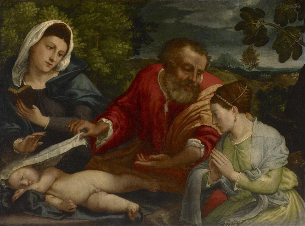 The Holy Family with a Donatrix as Saint Catherine of Alexandria, by Unknown, oil