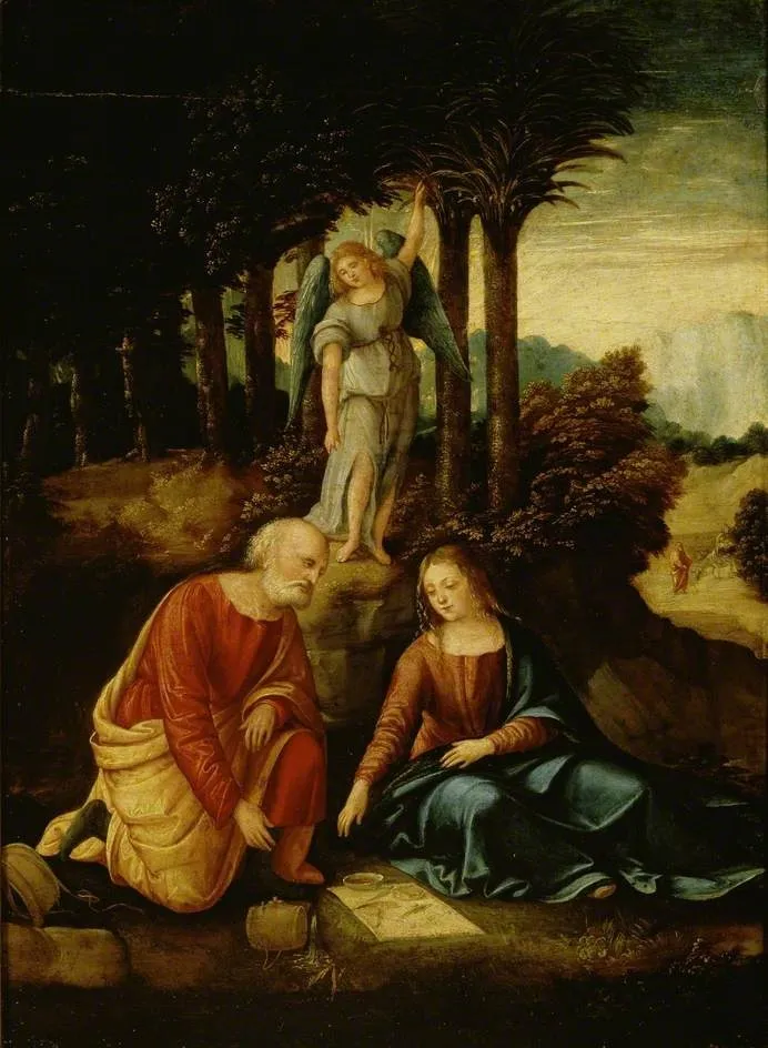 The Holy Family with an Angel, by Unknown, oil, 1520