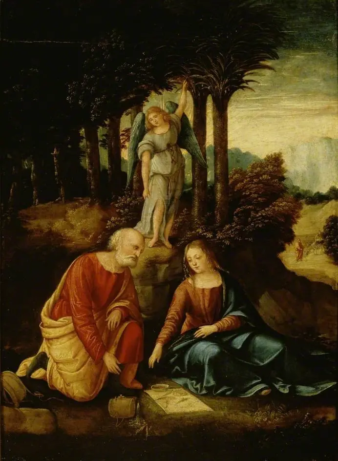 The Holy Family with an Angel, by Unknown