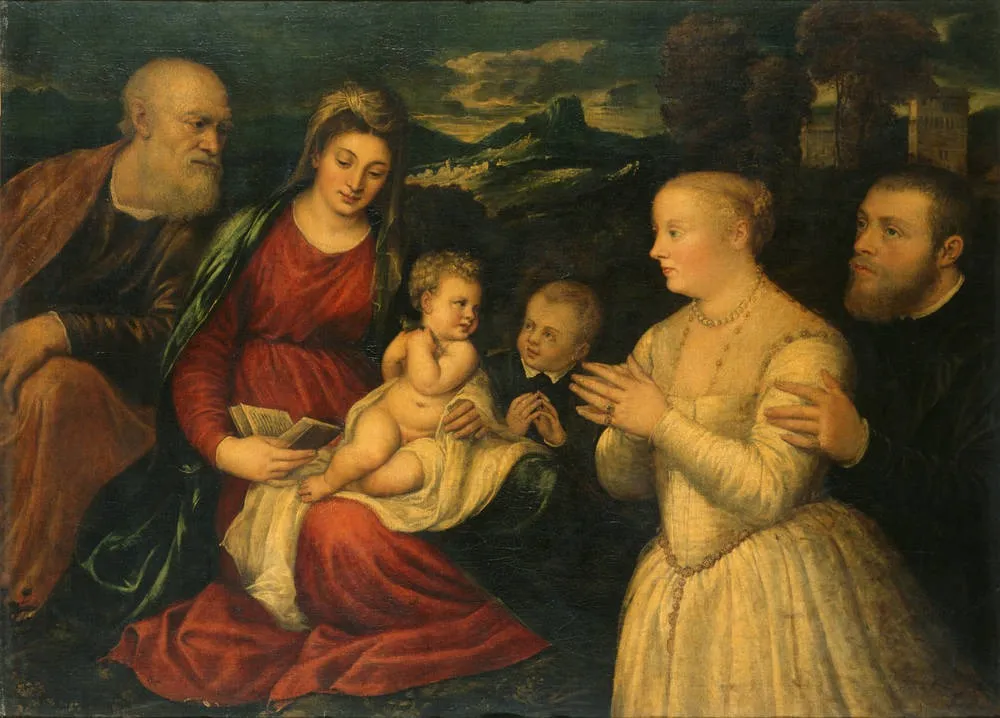 The Holy Family with Donors, by Unknown, oil, 1560