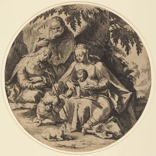 The Holy Family with Saint Elizabeth and Saint John the Baptist, by Unknown