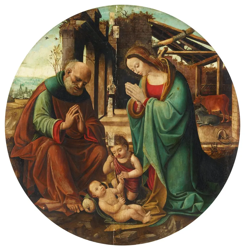 The Holy Family with Young St. John, Adoring the Child, by Unknown, 1600