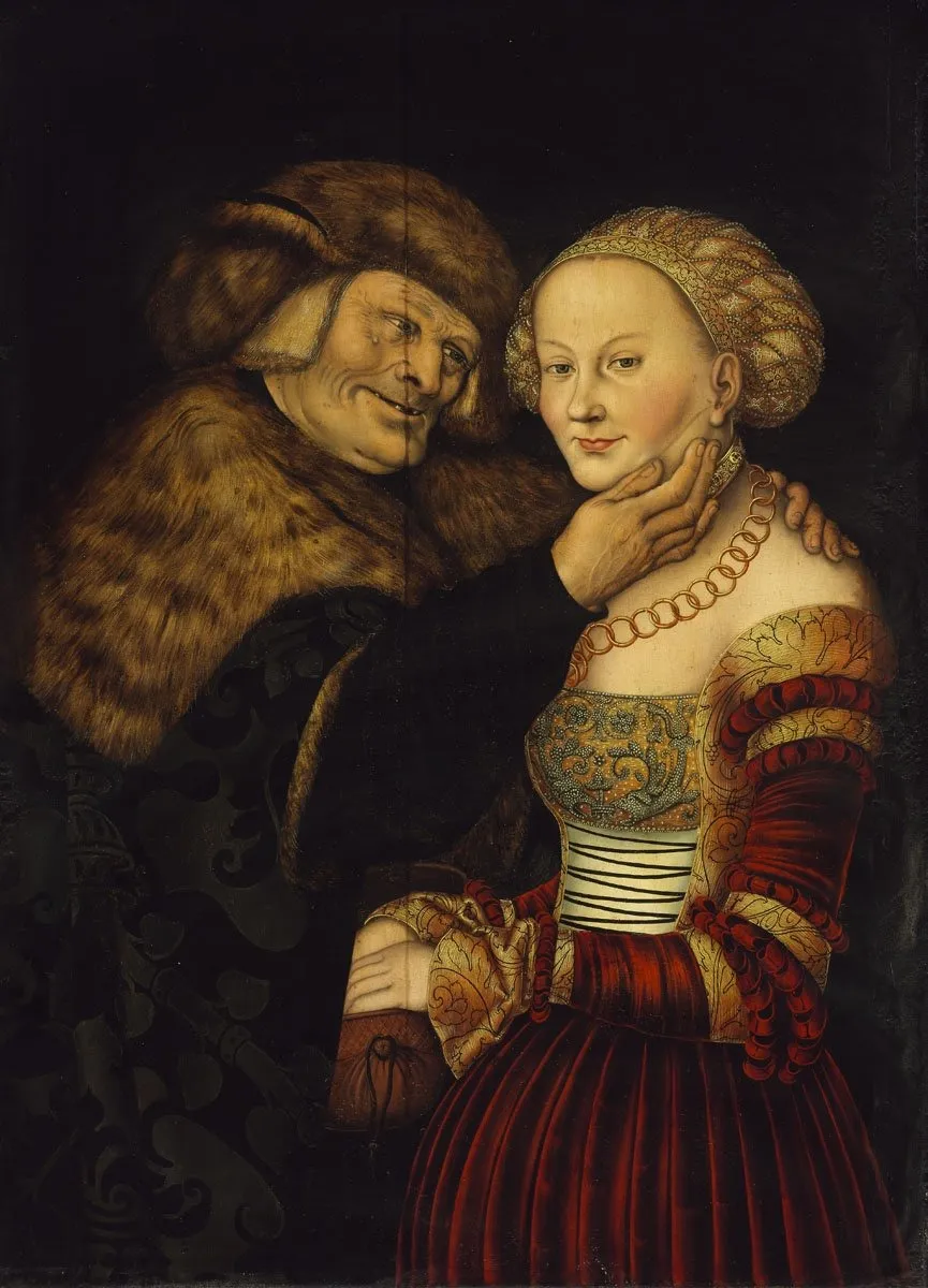 The ill-matched couple, by Unknown, paint, 1530