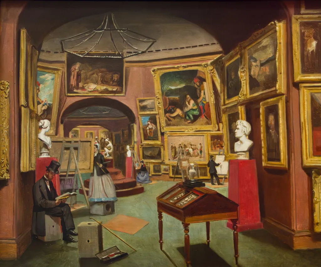 The Interior of the National Gallery of Scotland, c 1867 - 1877, by Unknown, oil, 1870