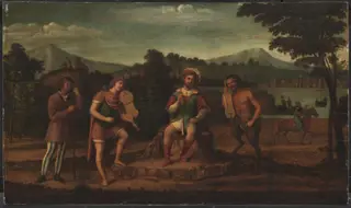 The Judgement of Midas. The Musical Contest between Apollo and Marsyas, by Unknown, 1550