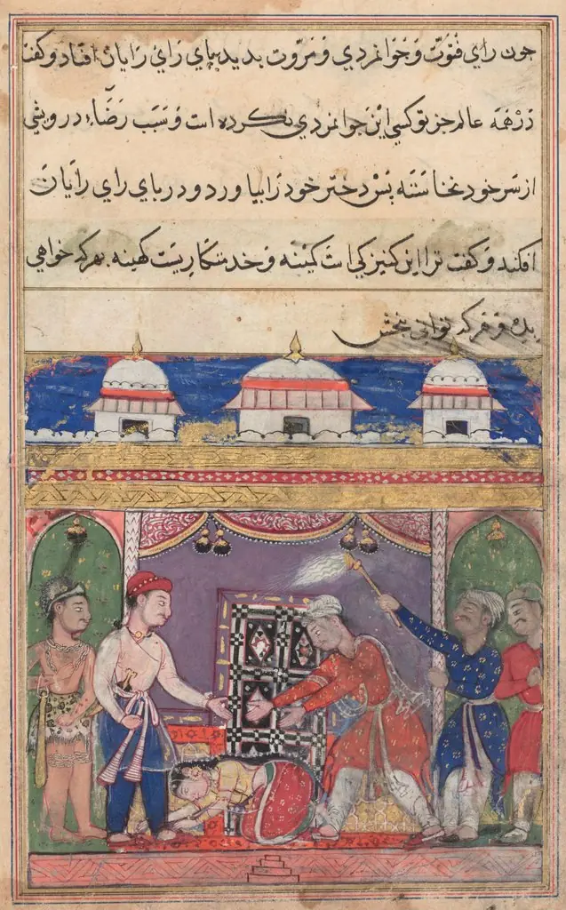 The king of Bahilistan offers his daughter to the King of Kings, from a Tuti-nama (Tales of a Parrot): Seventh Night, by Unknown