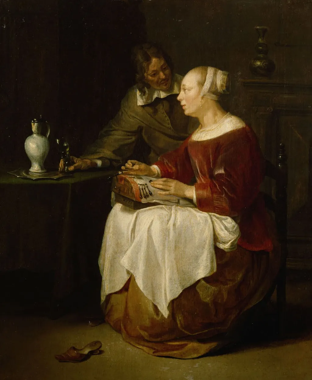 The Lace Maker, by Unknown, oil, 1670