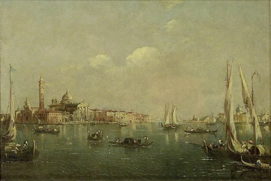 The Lagoon and Island of San Giorgio seen from the Molo, by Unknown, oil, 1850