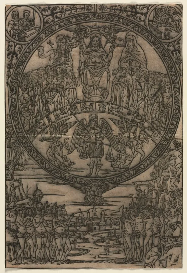 The Last Judgment in the Presence of the Saints and the Archangel Michael, by Unknown, 1404