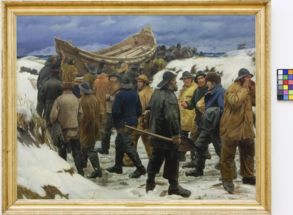 The Lifeboat is Taken through the Dunes, by Unknown, 1883