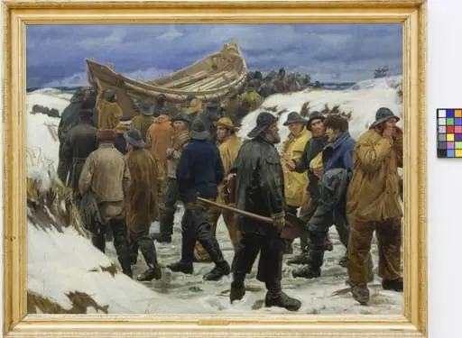 The Lifeboat is Taken through the Dunes, by Unknown