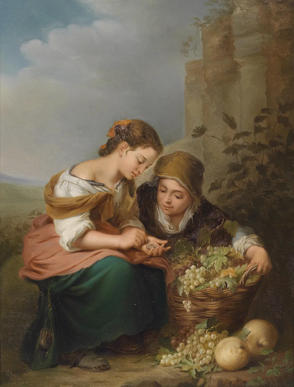 The Little Fruit Seller, by Unknown, oil, 1855