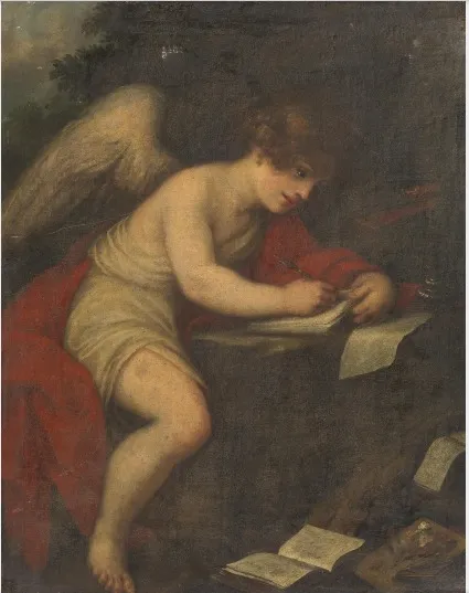 The Little Recording Angel, by Unknown, oil