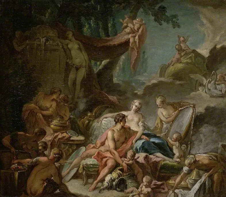 The Loves of the gods: Mars and Venus, by Unknown, oil, 1800