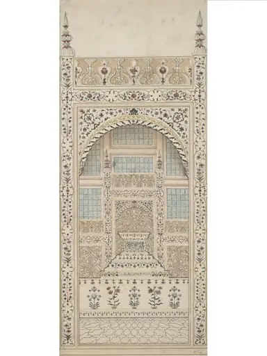The marble screen around the cenotaphs of Shah Jahan and Mumtaz Mahal, Agra., by Unknown